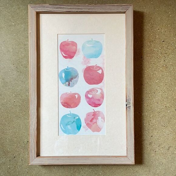 Multicolored Apple Print Watercolor Medium Print is Framed and Matted - Picture 9 of 15